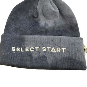 Select Start Script Beanie Tie Dye Blue Grey Knit Cuffed Hat Mens Womens NEW